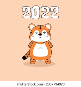 designation of the new 2022 with the image of a small tiger, can be used for printing on t-shirts, banners, invitations