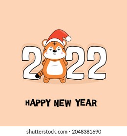 la designación del nuevo 2022 con la imagen de un tigre pequeño, puede utilizarse para imprimir en camisetas, pancartas, invitaciones	
