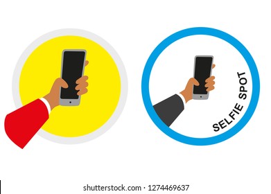 Designation of a place for selfie. Vector graphics