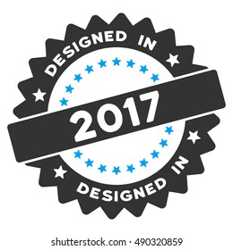 Designed in 2017 Round Seal icon. Vector style is flat iconic symbol on a white background.