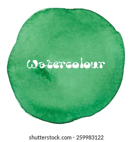 Designed abstract hand painted watercolor background. In green isolated on white. Vector illustration