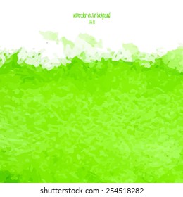 Designed abstract watercolor background, design element, green   watercolor square.
