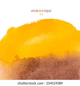 Designed abstract watercolor background, design element, brown and yellow  watercolor square.