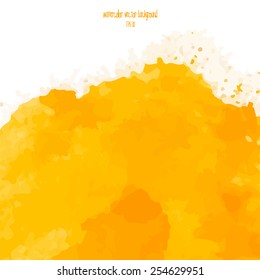 Designed abstract watercolor background, design element, yellow  watercolor square.