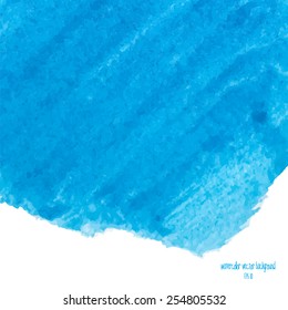 Designed abstract watercolor background, design element, blue watercolor square.