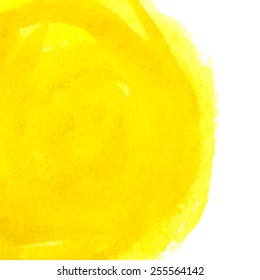 Designed abstract watercolor background, design element, yellow  watercolor square.