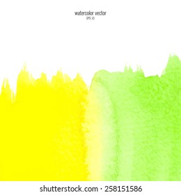 Designed abstract watercolor background, design element, green and yellow  watercolor square.