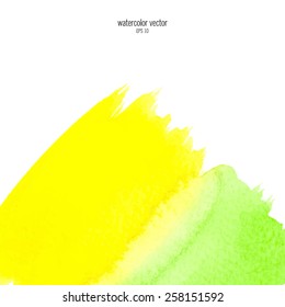 Designed abstract watercolor background, design element, green and yellow  watercolor square.