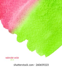 Designed abstract watercolor background, design element,
green and red watercolor square.