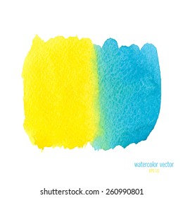 Designed abstract watercolor background, design element. yellow and blue watercolor stain.