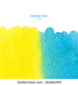 Designed abstract watercolor background, design element, yellow and blue watercolor square.