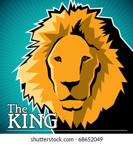 Designed artistic banner with lion. Vector illustration.