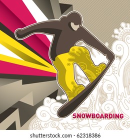 Designed artistic skateboarding banner. Vector illustration.