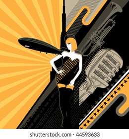 Designed background with retro elements. Vector illustration.