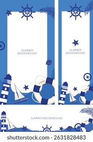 I designed a banner background image that is suitable for summer with a marine blue feel.