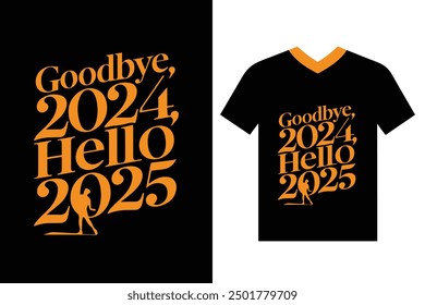 Designed with black typography and stickers by Goodbye 2024, Hello 2025.