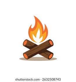 Designed with bold lines and basic warm colors on a clean white background, perfect for outdoor-themed products, camping lovers, or minimalist nature art