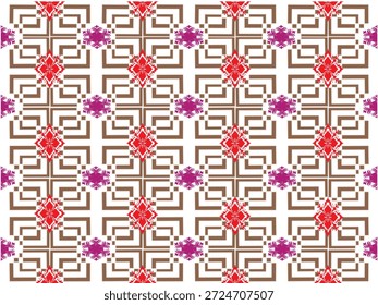  Dieses abstrakte, dekorative Textilmuster wurde in Braun-, Rot- und Violetttönen auf hellem Hintergrund entworfen und ist von klassischen orientalischen und ethnischen Designs inspiriert, die sich ideal für Stoffdruck, Mode, Tapeten, Wohnkultur und Oberflächendesign eignen.