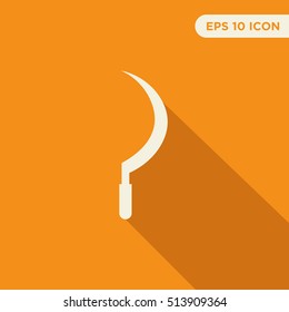 Designed brush cutter vector icon on orange background with long shadow