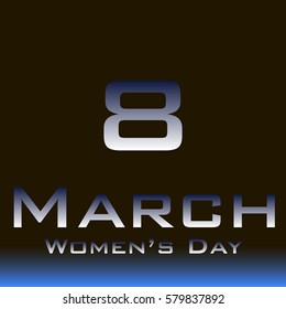 Designed card for women on March 8. Black galaxy background with metal letters