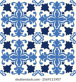 Designed ceramic tile pattern. Seamless colorful tiles. Portuguese and Spanish decor elements. Featuring Islamic, Arabic, Indian and Ottoman motifs.