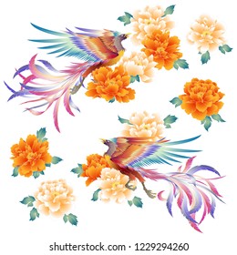 I designed a Chinese phoenix and a peony,