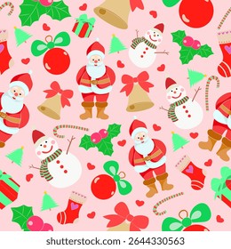 Designed for Christmas, Santa Claus, colorful, decorated with patterns, textures, objects, materials, textiles, etc.