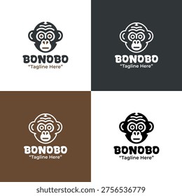 Designed as a distinctive Bonobo logo for wildlife organizations, conservation groups, and eco brands.