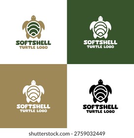 Designed as a distinctive Softshell Turtle logo for wildlife organizations, aquatic brands, and conservation communities.