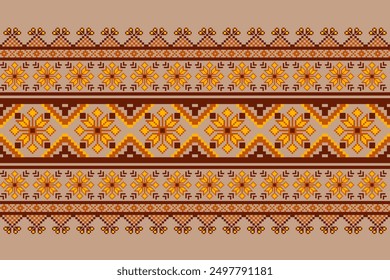 Designed with ethnic batak fabric pattern Ulos on classic brown background. Vector, pattern, background, seamless and wallpaper for high resolution image download.