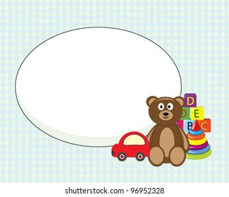 Designed frame for greeting card with toys