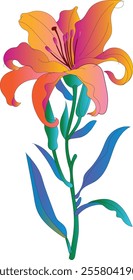 Designed with an iris flower in the style of Art Nouveau. Beautiful iris flower vintage floral composition