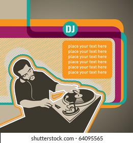 Designed modern banner with dj. Vector illustration.