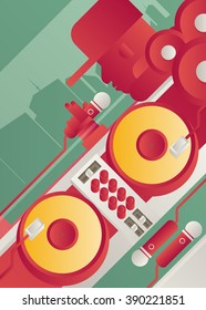 Designed modern DJ music banner. Vector illustration.
