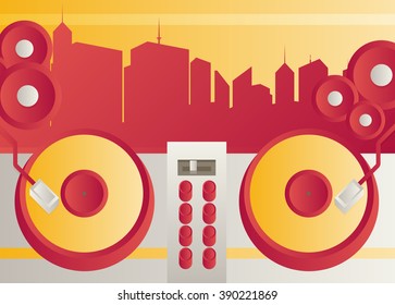 Designed modern DJ music banner. Vector illustration.