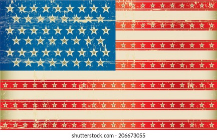 Designed old American grunge flag vector