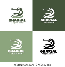 Designed as a powerful Gharial logo for conservation organizations, wildlife projects, and environmental brands.