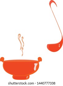 Designed for restaurant and food orders. Pots, food and ladle. Vector.