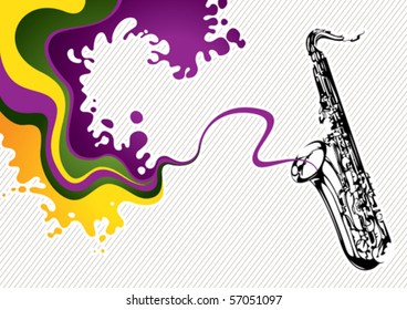 Designed stylized banner with saxophone. Vector illustration.