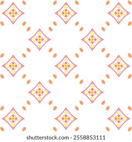 Designed tile vector seamless pattern in pink. Ornament background, backdrop, repeated print