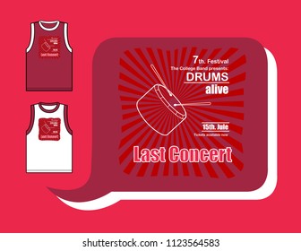 Designed t-shirt in red jersey with two options.