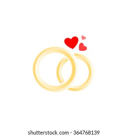 Designed vector isolated logo of wedding rings. Jewellery store. Wedding symbols. Marriage agency sign. 