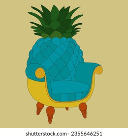 Designer armchair interior furniture in the form of pineapple