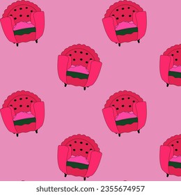 Designer armchair interior furniture watermelon pattern