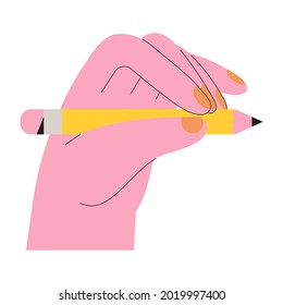 Designer, artist or illustrator hold pensil in hand and is ready to start drawing, project or sketch. Concept for web design studio, startup, art vector illustration courses or creative studio lessons