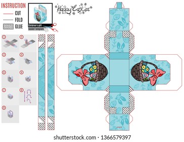 designer box for kids basket with a bow and eggs