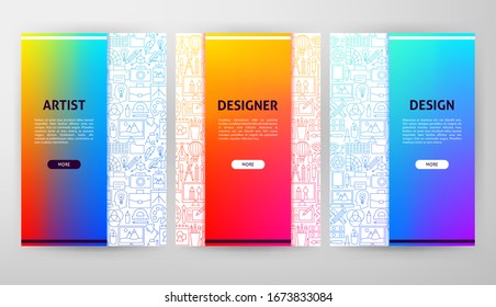 Designer Brochure Web Design. Vector Illustration of Outline Template.