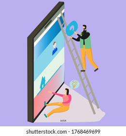 designer build icon concept for website template or landing homepage user experience