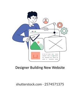 Designer Building New Website Flat Style Design Vector illustration. Stock illustration