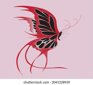 Designer butterfly vector illustration black and red. Butterfly design beautiful 